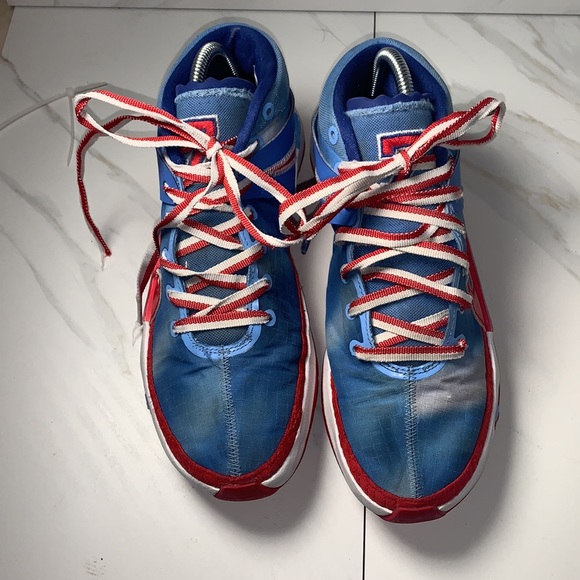 Nike KD 13 New Jersey Nets Hardwood Classic Blue Red Shoes size 7.5 - Picture 2 of 7